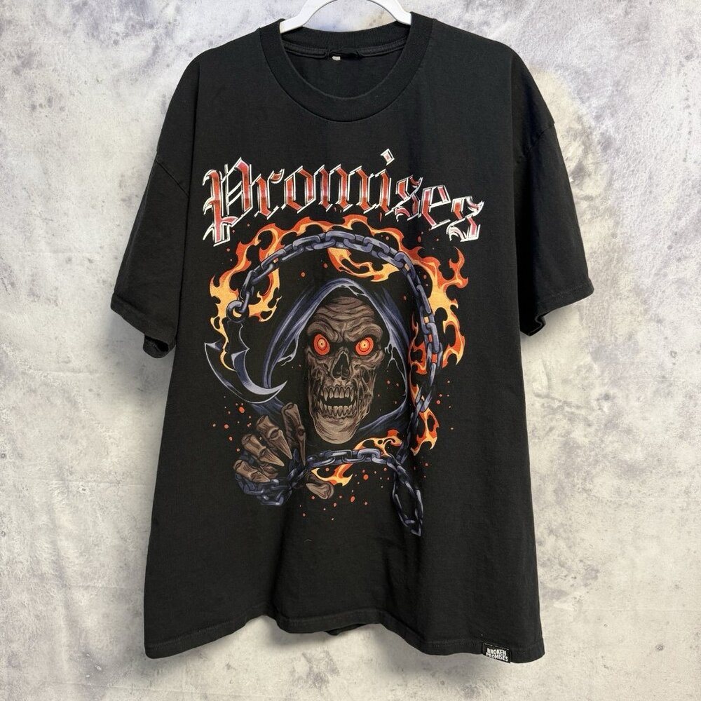 Broken Promises T Shirt Mens 2XL Black Moshpit Black Short Sleeve